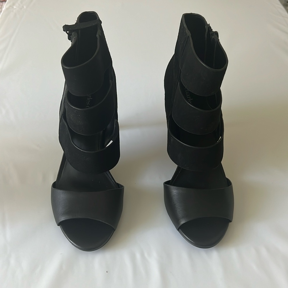 Charles David high heel suede and leather sandals